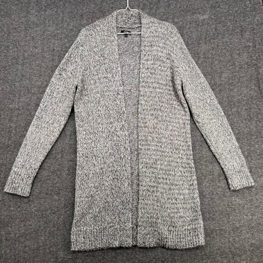 Apt 9 Womens Grey Marled Open Front Longline Chunky Knit Cardigan Sweater Large